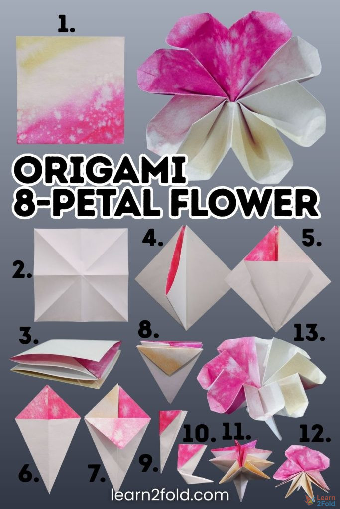 origami 8-petal flower pinterest
