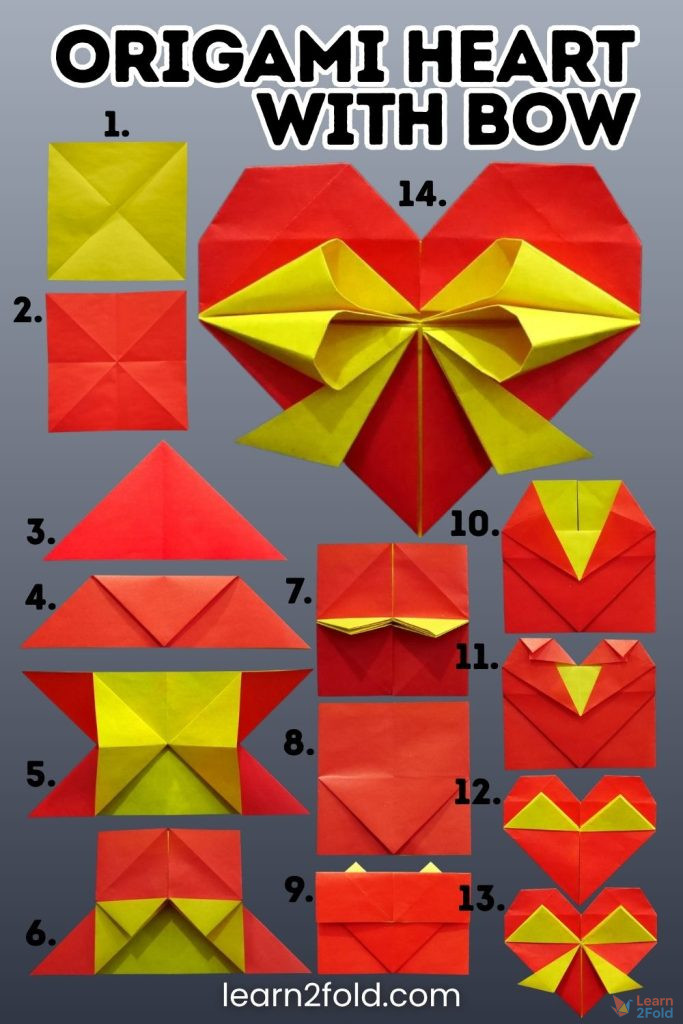 origami heart with bow pinterest