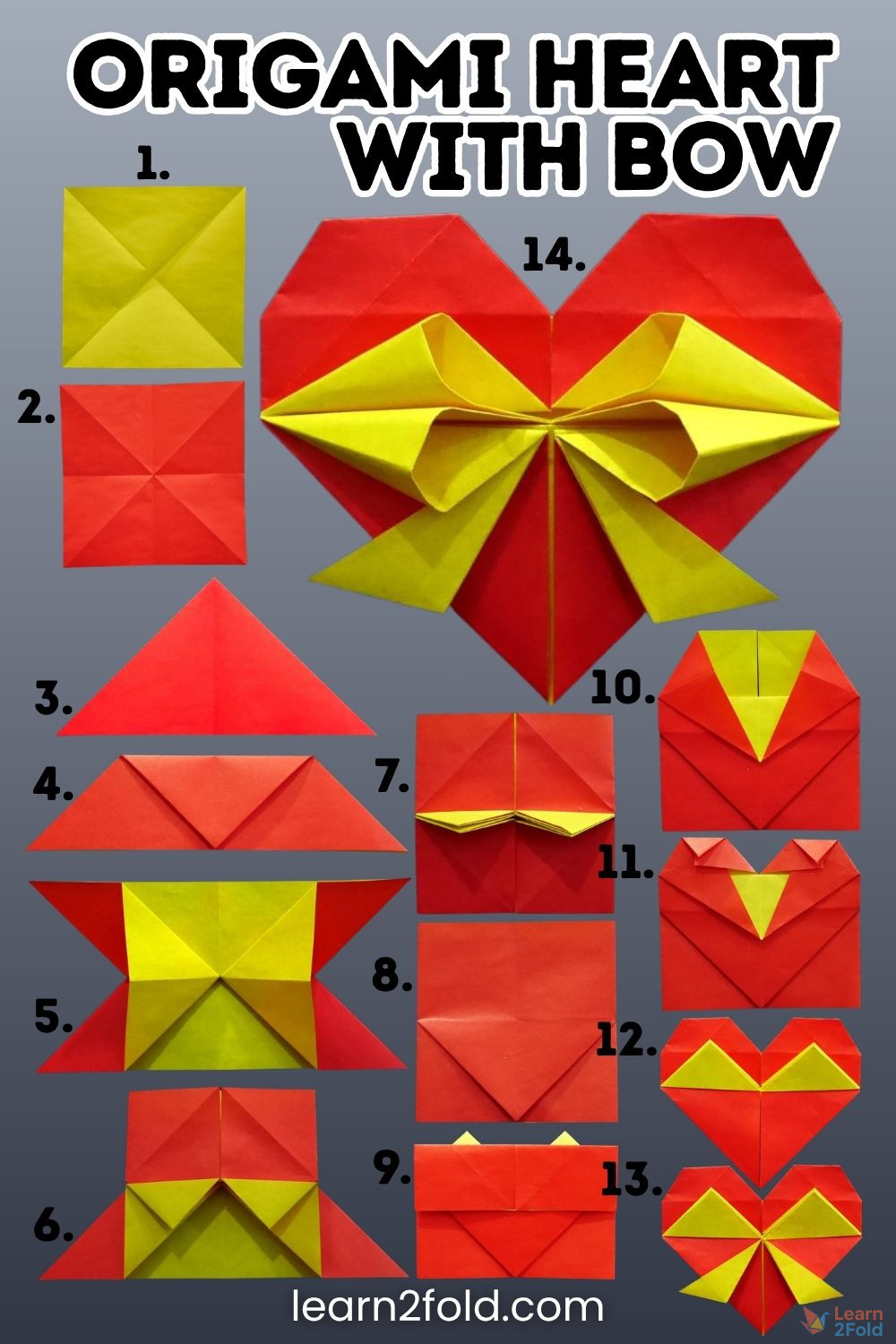 origami heart with bow pinterest origami heart with bow pinterest