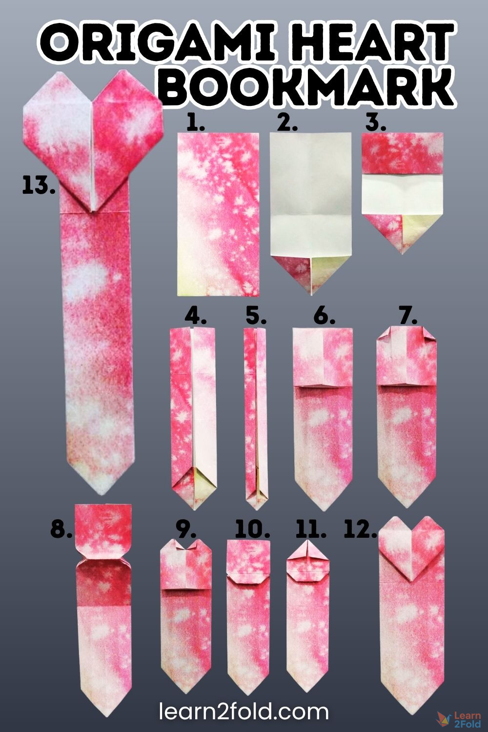 How To Fold An Origami Heart Bookmark