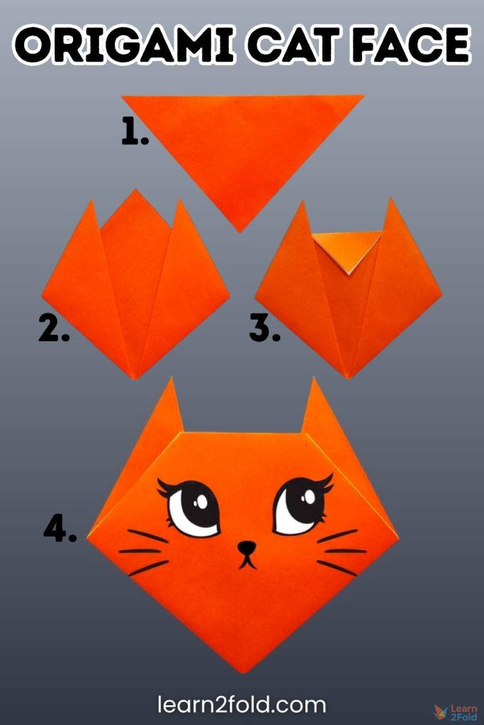 origami cat face pinterest